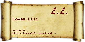 Lovas Lili névjegykártya